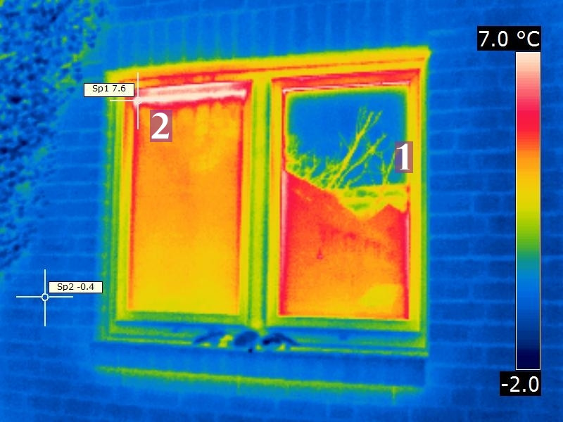 2: Luftundichtheit, 1: Reflexion von warmen Gebäuden und kaltem Himmel 2: Luftundichtheit, 1: Reflexion von warmen Gebäuden und kaltem Himmel