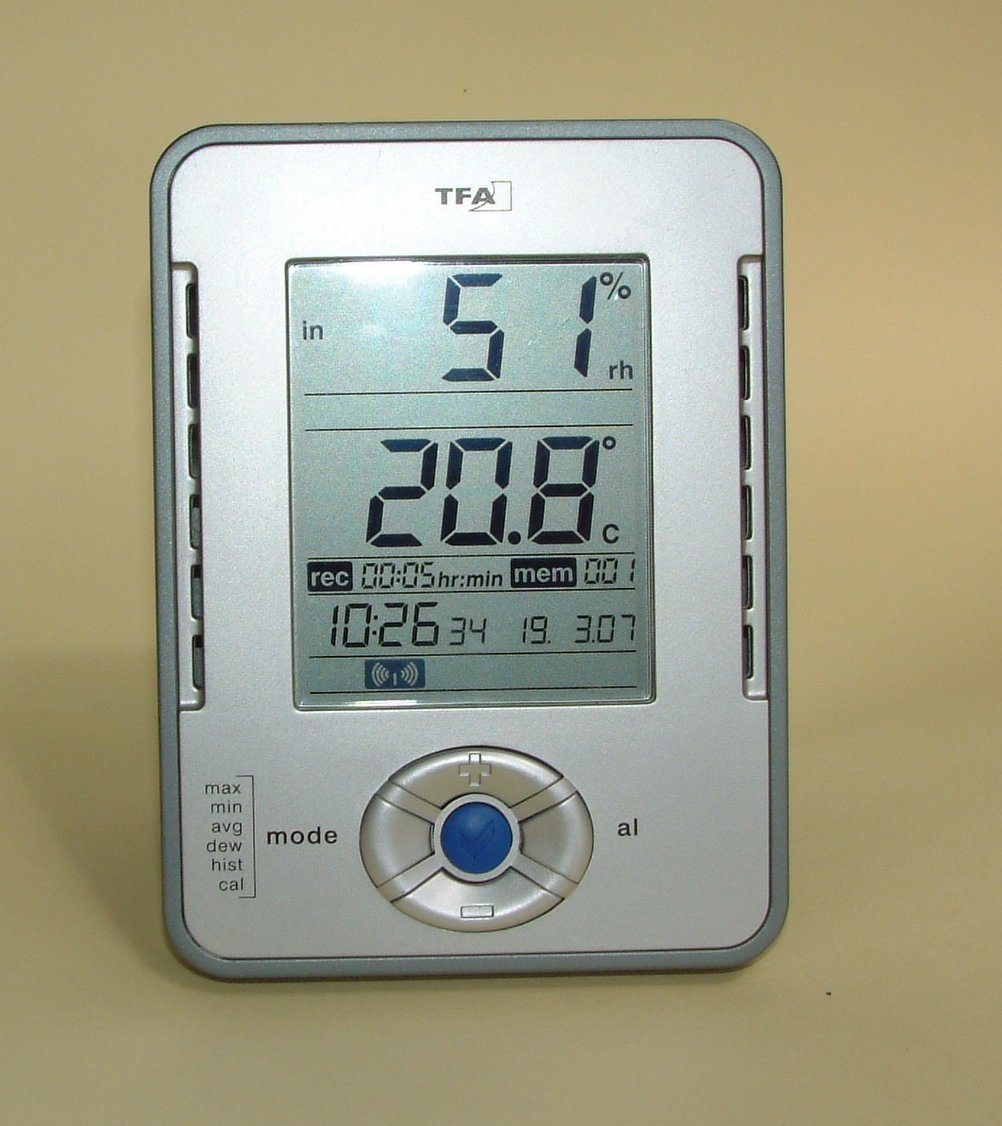 Gut funktionierendes elektronisches Hygrometer mit Datenschreiber und Alarmfunktion